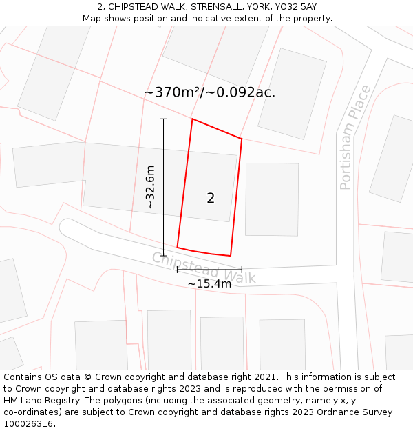 2, CHIPSTEAD WALK, STRENSALL, YORK, YO32 5AY: Plot and title map