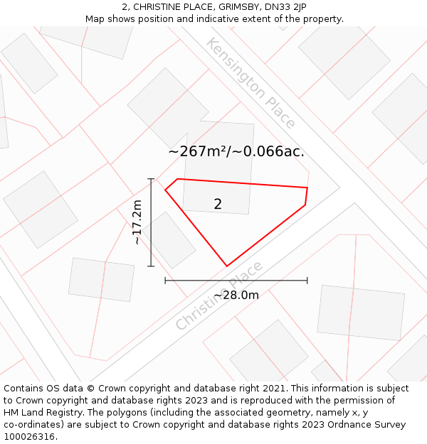 2, CHRISTINE PLACE, GRIMSBY, DN33 2JP: Plot and title map