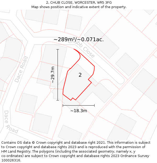 2, CHUB CLOSE, WORCESTER, WR5 3FG: Plot and title map