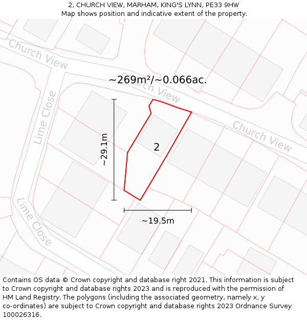 2, CHURCH VIEW, MARHAM, KING'S LYNN, PE33 9HW: Plot and title map