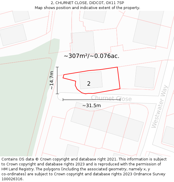 2, CHURNET CLOSE, DIDCOT, OX11 7SP: Plot and title map