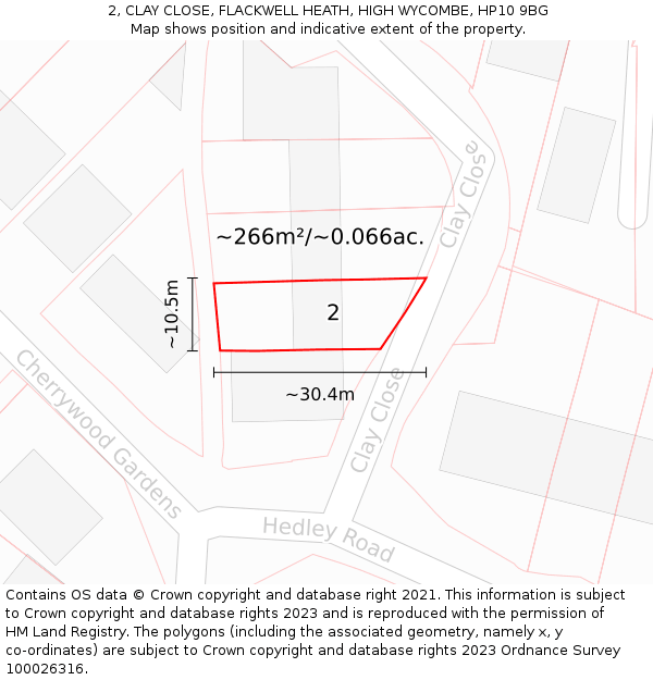2, CLAY CLOSE, FLACKWELL HEATH, HIGH WYCOMBE, HP10 9BG: Plot and title map