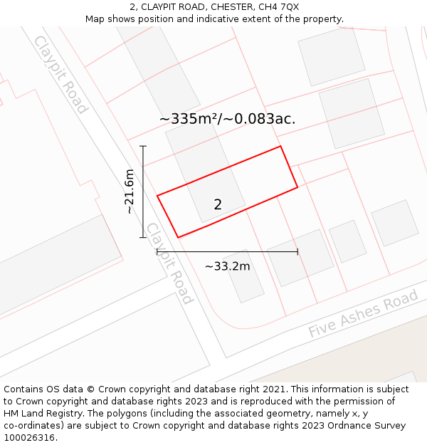 2, CLAYPIT ROAD, CHESTER, CH4 7QX: Plot and title map