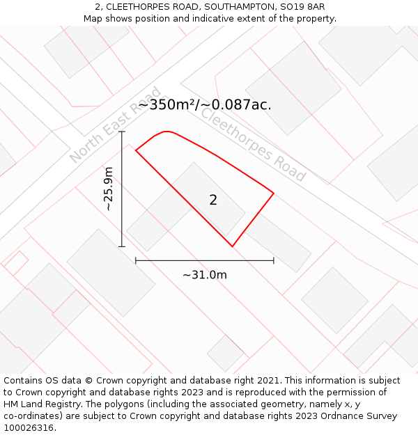 2, CLEETHORPES ROAD, SOUTHAMPTON, SO19 8AR: Plot and title map