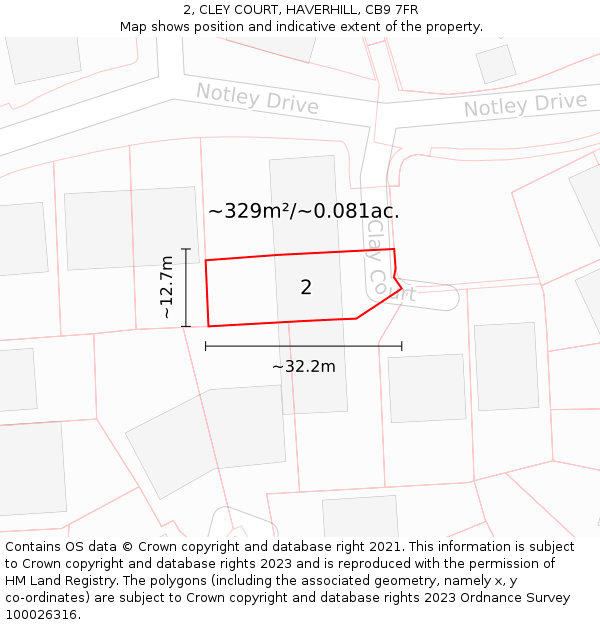2, CLEY COURT, HAVERHILL, CB9 7FR: Plot and title map