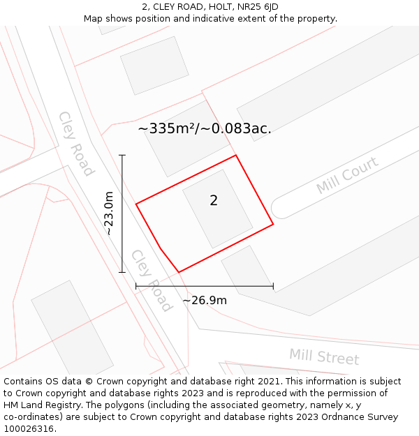 2, CLEY ROAD, HOLT, NR25 6JD: Plot and title map