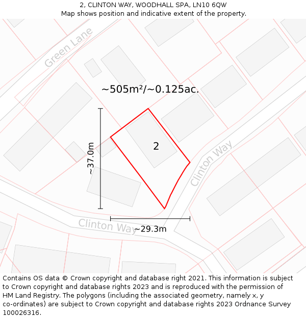 2, CLINTON WAY, WOODHALL SPA, LN10 6QW: Plot and title map
