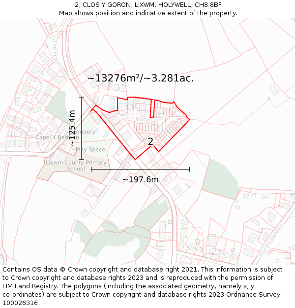 2, CLOS Y GORON, LIXWM, HOLYWELL, CH8 8BF: Plot and title map