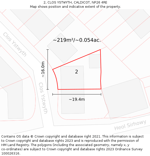 2, CLOS YSTWYTH, CALDICOT, NP26 4RE: Plot and title map
