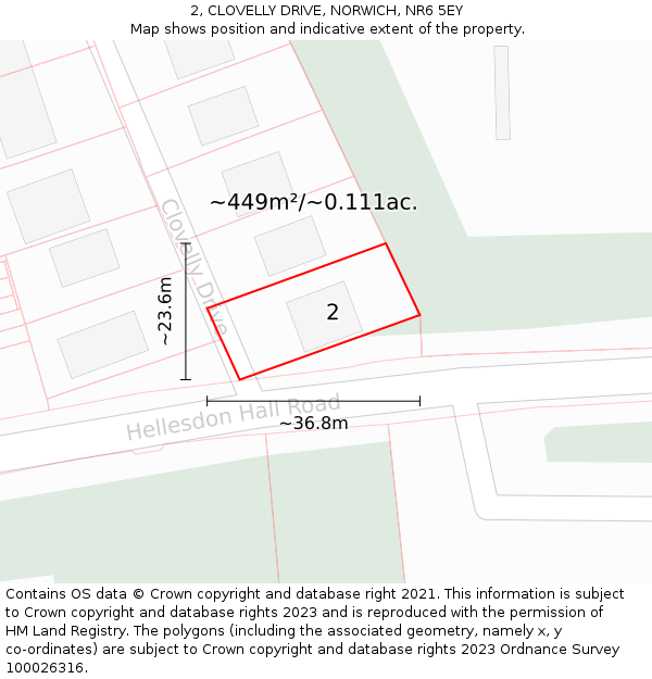 2, CLOVELLY DRIVE, NORWICH, NR6 5EY: Plot and title map