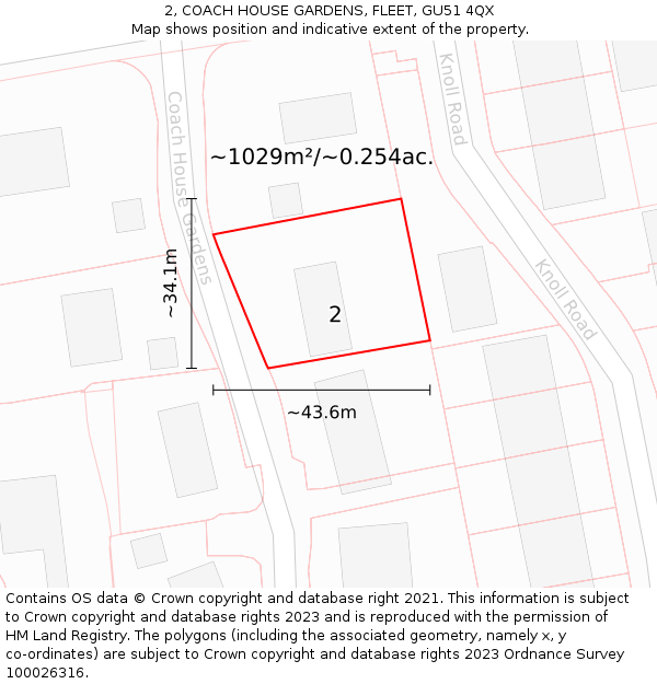 2, COACH HOUSE GARDENS, FLEET, GU51 4QX: Plot and title map