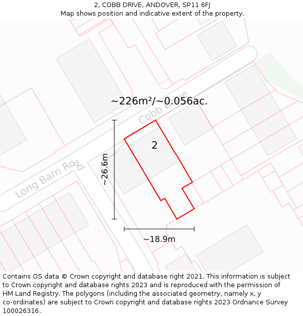 2, COBB DRIVE, ANDOVER, SP11 6FJ: Plot and title map