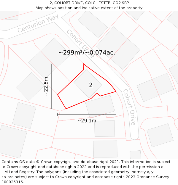 2, COHORT DRIVE, COLCHESTER, CO2 9RP: Plot and title map
