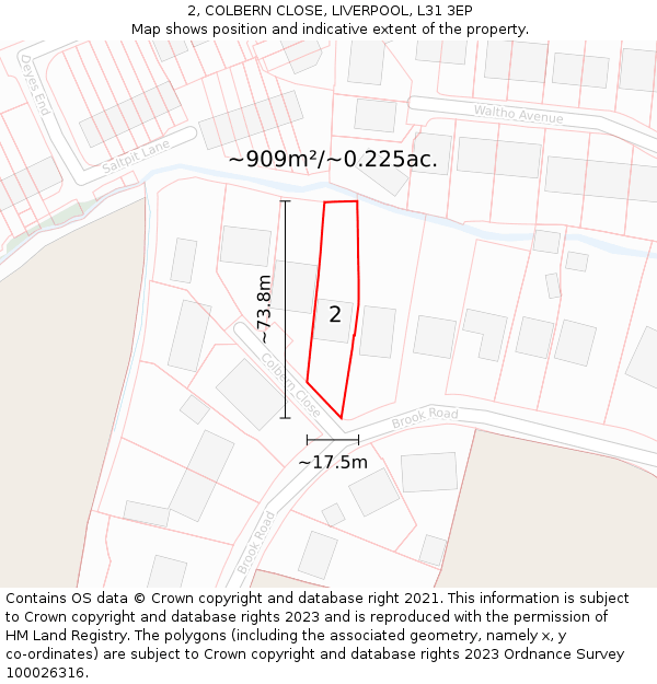 2, COLBERN CLOSE, LIVERPOOL, L31 3EP: Plot and title map