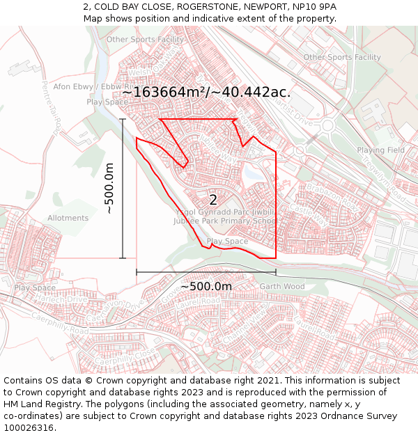 2, COLD BAY CLOSE, ROGERSTONE, NEWPORT, NP10 9PA: Plot and title map