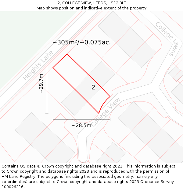 2, COLLEGE VIEW, LEEDS, LS12 3LT: Plot and title map