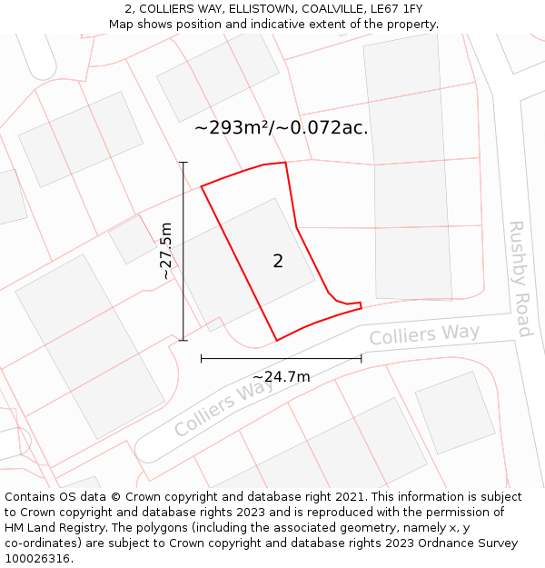 2, COLLIERS WAY, ELLISTOWN, COALVILLE, LE67 1FY: Plot and title map