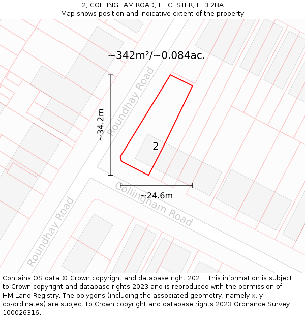2, COLLINGHAM ROAD, LEICESTER, LE3 2BA: Plot and title map