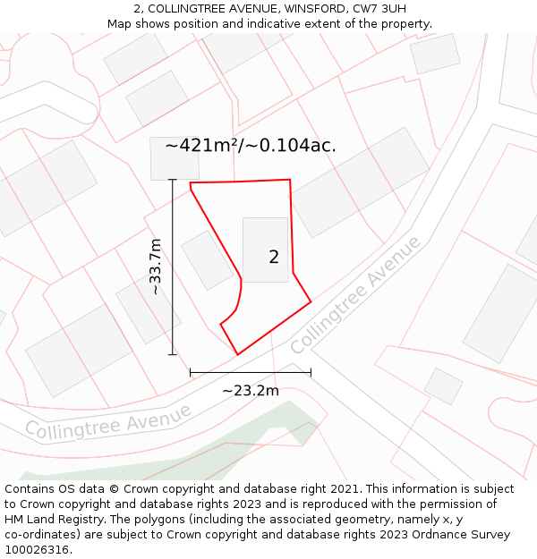 2, COLLINGTREE AVENUE, WINSFORD, CW7 3UH: Plot and title map