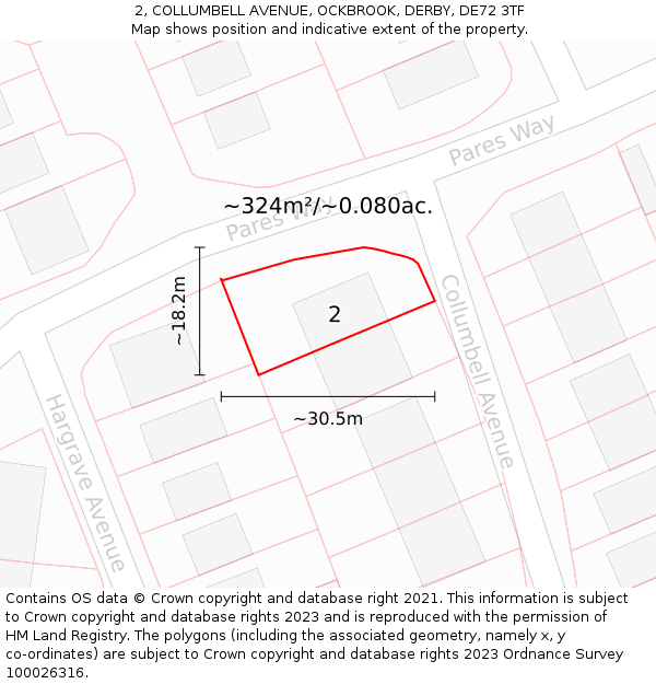 2, COLLUMBELL AVENUE, OCKBROOK, DERBY, DE72 3TF: Plot and title map