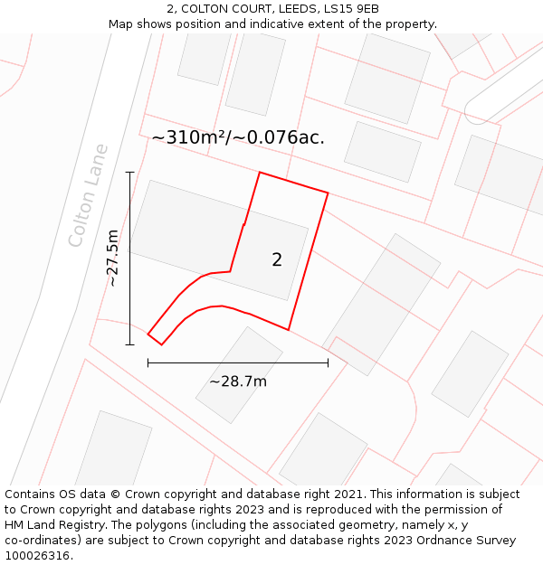 2, COLTON COURT, LEEDS, LS15 9EB: Plot and title map