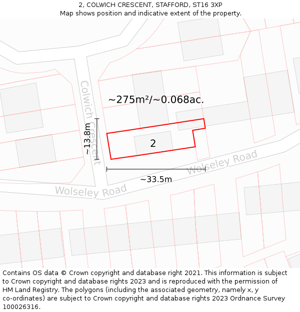2, COLWICH CRESCENT, STAFFORD, ST16 3XP: Plot and title map
