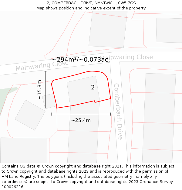 2, COMBERBACH DRIVE, NANTWICH, CW5 7GS: Plot and title map