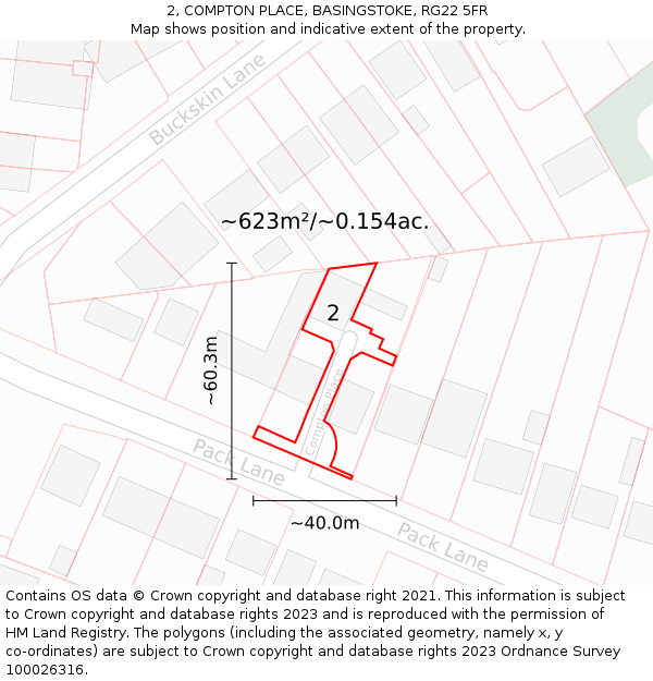 2, COMPTON PLACE, BASINGSTOKE, RG22 5FR: Plot and title map