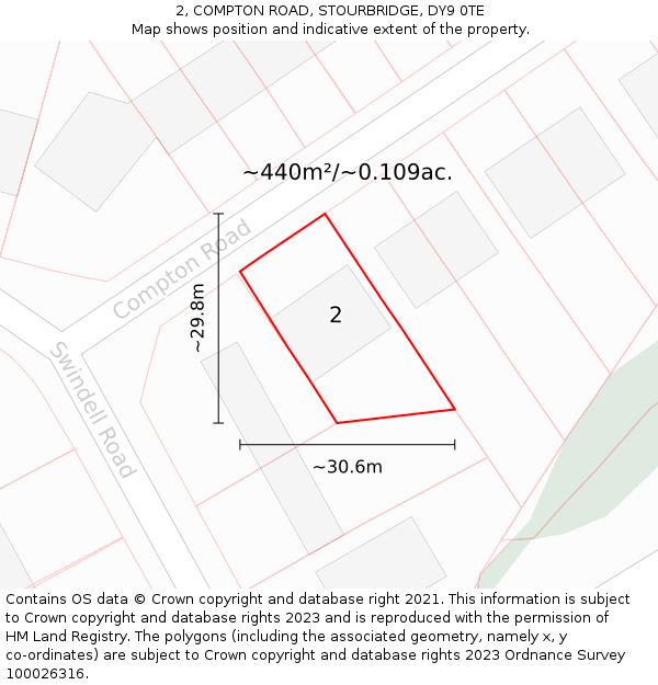 2, COMPTON ROAD, STOURBRIDGE, DY9 0TE: Plot and title map