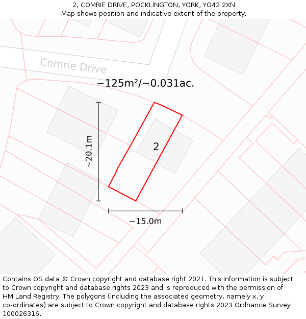 2, COMRIE DRIVE, POCKLINGTON, YORK, YO42 2XN: Plot and title map