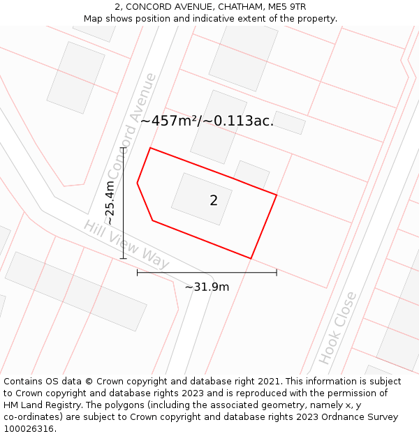 2, CONCORD AVENUE, CHATHAM, ME5 9TR: Plot and title map