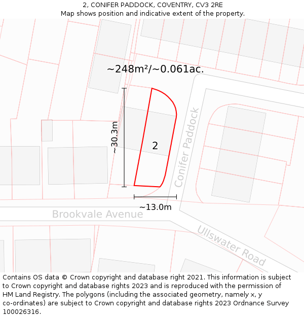 2, CONIFER PADDOCK, COVENTRY, CV3 2RE: Plot and title map