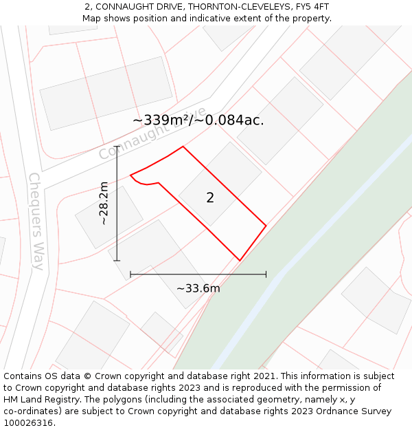 2, CONNAUGHT DRIVE, THORNTON-CLEVELEYS, FY5 4FT: Plot and title map