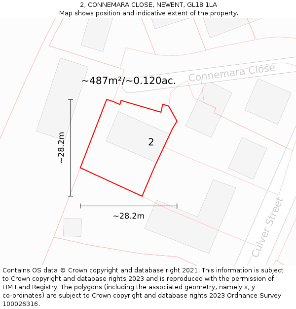 2, CONNEMARA CLOSE, NEWENT, GL18 1LA: Plot and title map