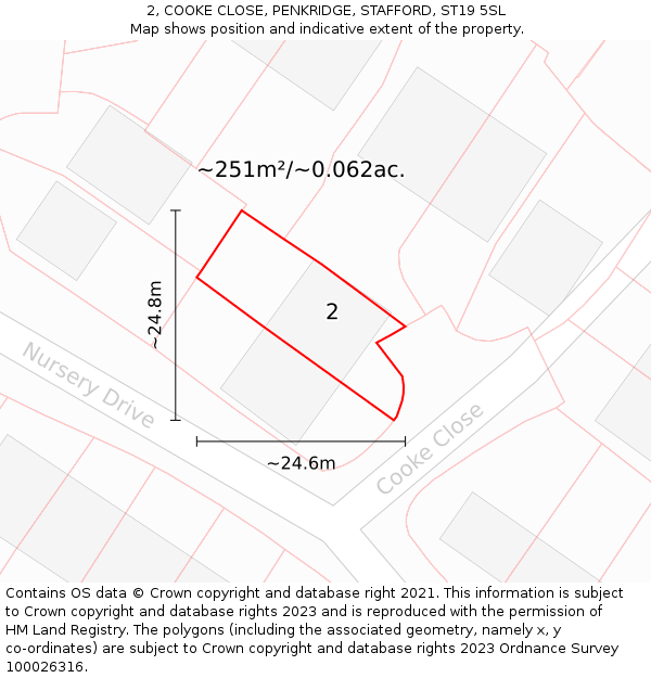 2, COOKE CLOSE, PENKRIDGE, STAFFORD, ST19 5SL: Plot and title map