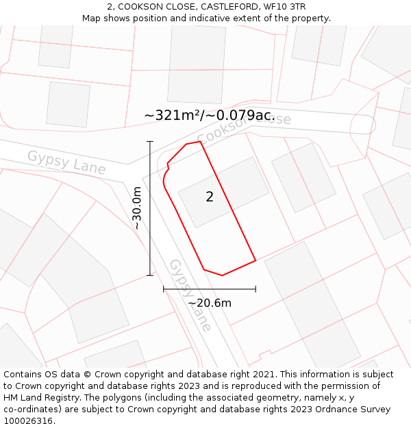 2, COOKSON CLOSE, CASTLEFORD, WF10 3TR: Plot and title map