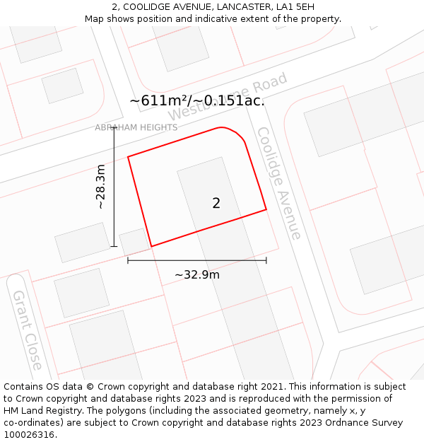 2, COOLIDGE AVENUE, LANCASTER, LA1 5EH: Plot and title map