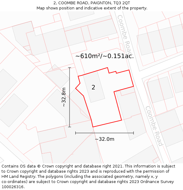 2, COOMBE ROAD, PAIGNTON, TQ3 2QT: Plot and title map