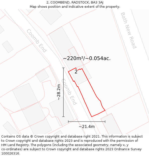 2, COOMBEND, RADSTOCK, BA3 3AJ: Plot and title map