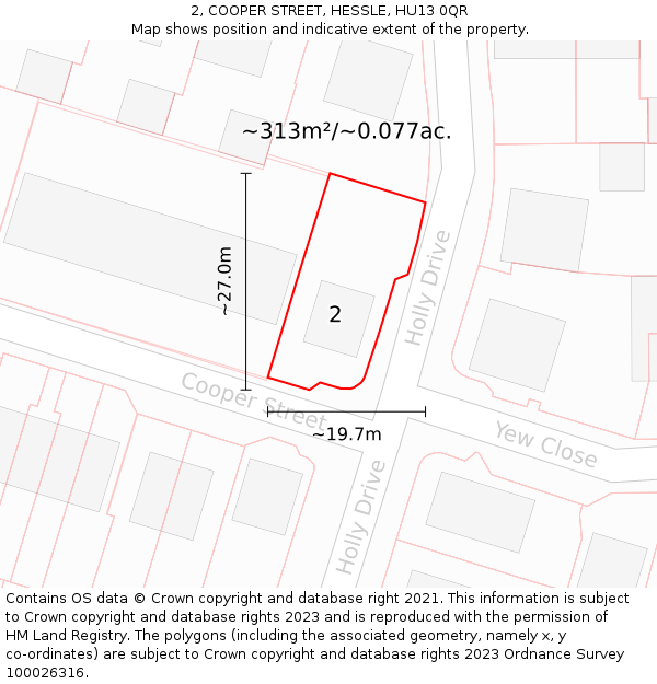 2, COOPER STREET, HESSLE, HU13 0QR: Plot and title map