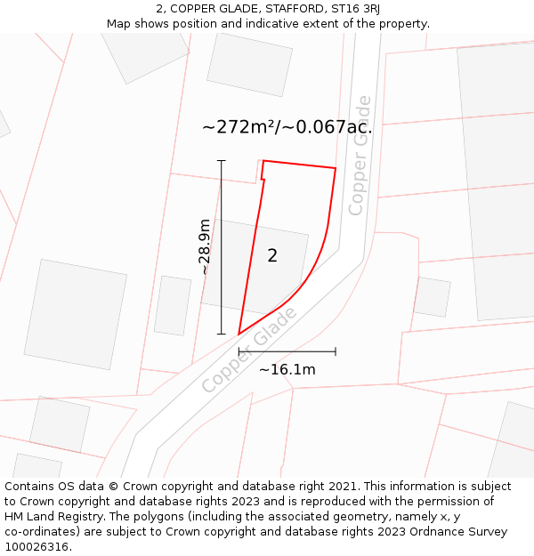 2, COPPER GLADE, STAFFORD, ST16 3RJ: Plot and title map