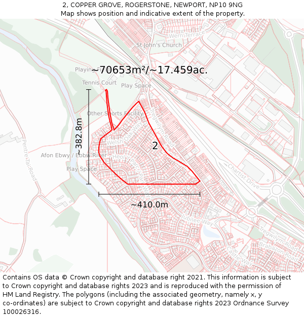 2, COPPER GROVE, ROGERSTONE, NEWPORT, NP10 9NG: Plot and title map