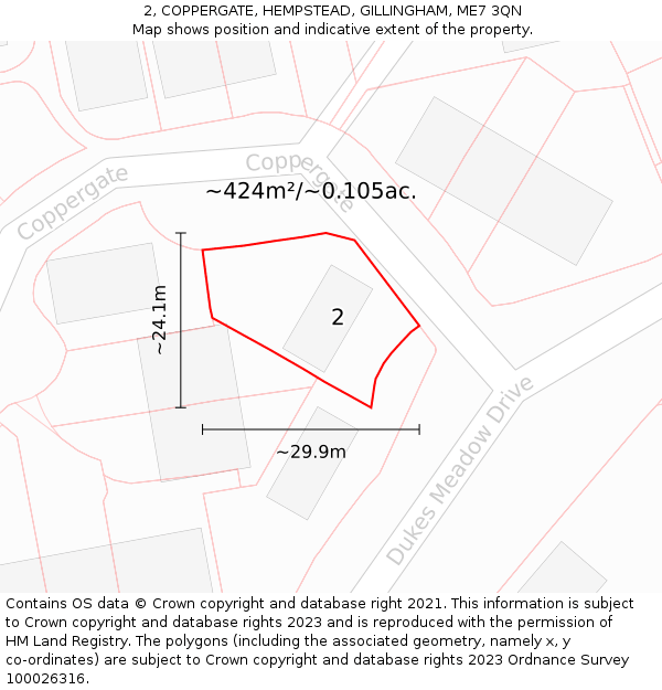 2, COPPERGATE, HEMPSTEAD, GILLINGHAM, ME7 3QN: Plot and title map