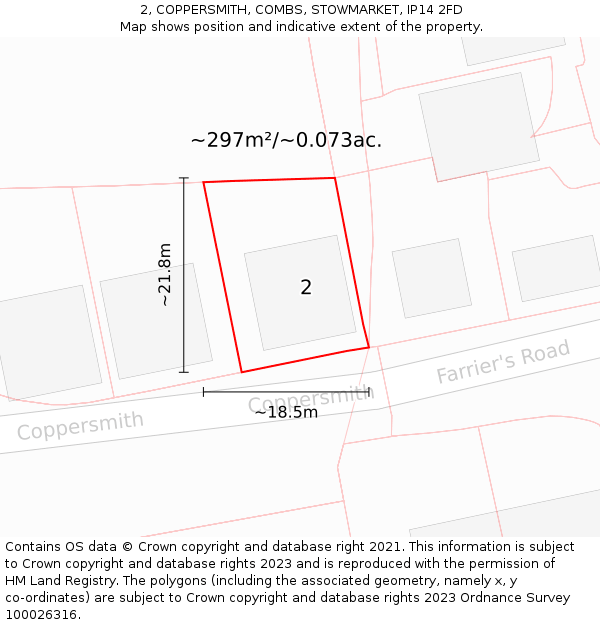 2, COPPERSMITH, COMBS, STOWMARKET, IP14 2FD: Plot and title map