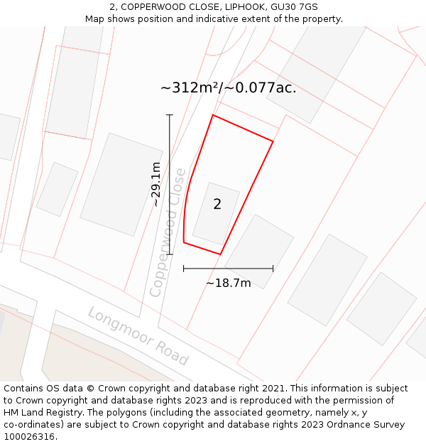 2, COPPERWOOD CLOSE, LIPHOOK, GU30 7GS: Plot and title map