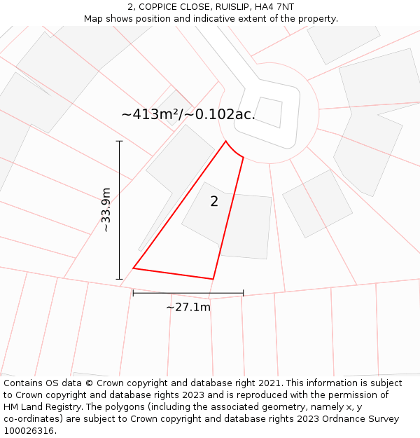 2, COPPICE CLOSE, RUISLIP, HA4 7NT: Plot and title map