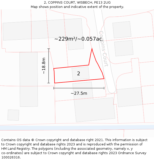 2, COPPINS COURT, WISBECH, PE13 2UG: Plot and title map