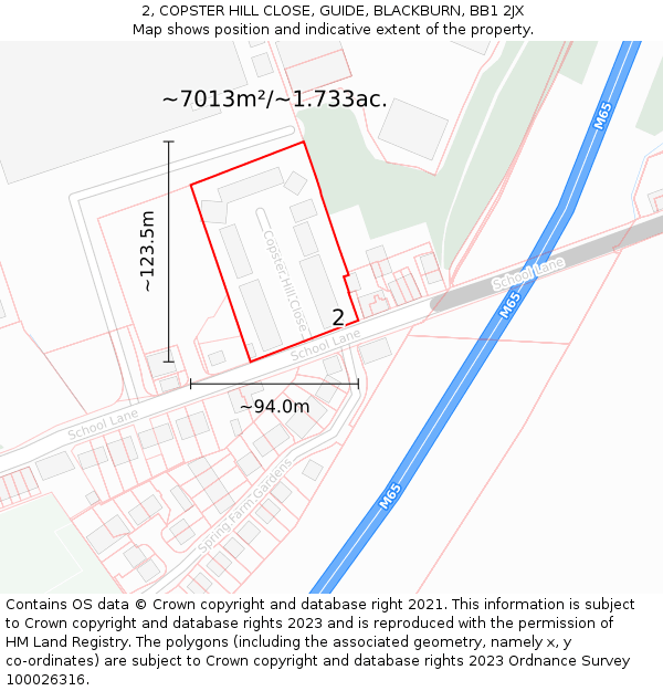 2, COPSTER HILL CLOSE, GUIDE, BLACKBURN, BB1 2JX: Plot and title map
