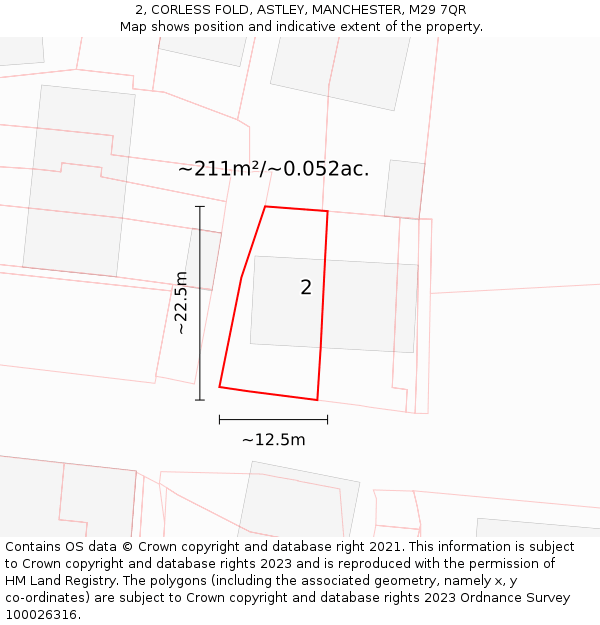 2, CORLESS FOLD, ASTLEY, MANCHESTER, M29 7QR: Plot and title map