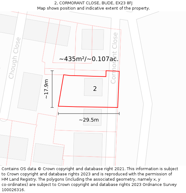 2, CORMORANT CLOSE, BUDE, EX23 8FJ: Plot and title map